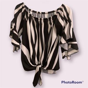Black and white off the shoulder top
